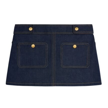 CELINE TRAPEZE MINI SKIRT IN RAW WASH DENIM