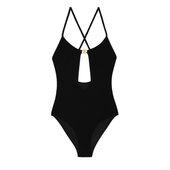 CELINE TRIOMPHE SWIMSUIT IN MATTE JERSEY BLACK