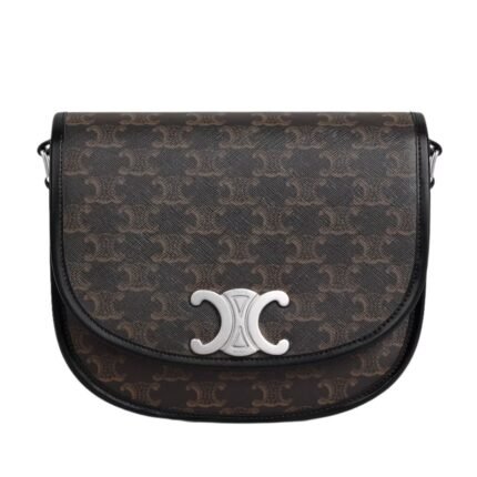 CELINE MEDIUM BESACE TRIOMPHE IN TRIOMPHE CANVAS AND CALFSKIN