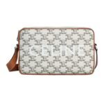 CELINE MEDIUM MESSENGER BAG IN TRIOMPHE CANVAS WITH CELINE PRINT TAN