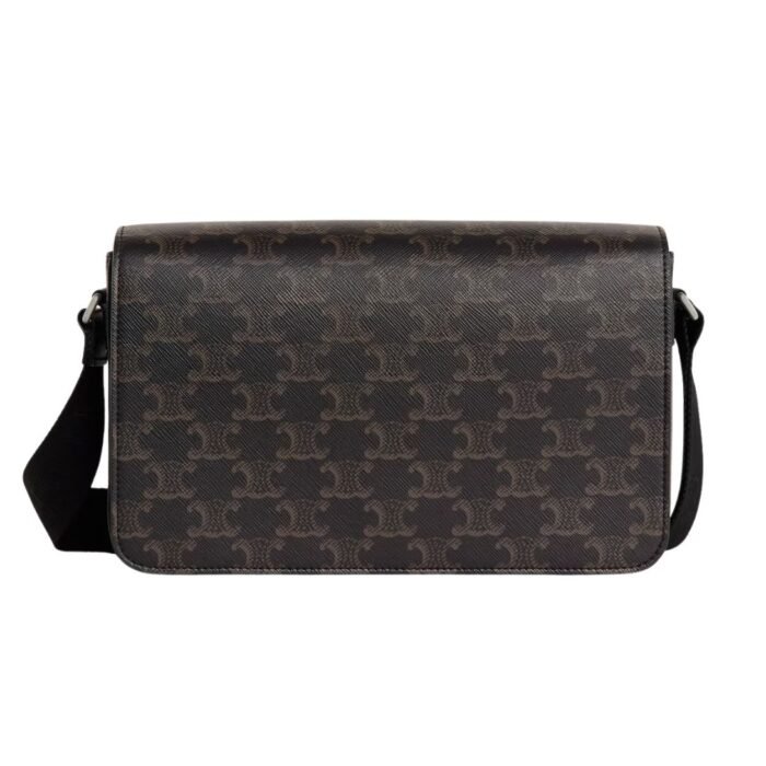 CELINE FLAP MESSENGER IN TRIOMPHE CANVAS AND CALFSKIN