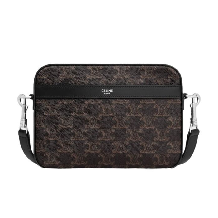 CELINE SMALL MESSENGER IN TRIOMPHE CANVAS AND CALFSKIN