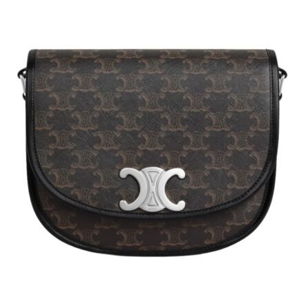 CELINE MEDIUM BESACE TRIOMPHE IN TRIOMPHE CANVAS AND CALFSKIN BLACK