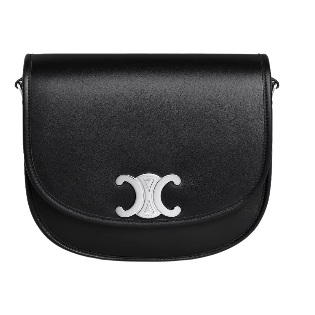 1 CELINE MEDIUM BESACE TRIOMPHE IN SUPPLE NATURAL CALFSKIN BLACK
