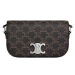CELINE SMALL CROSSBODY BAG TRIOMPHE IN TRIOMPHE CANVAS AND CALFSKIN BLACK