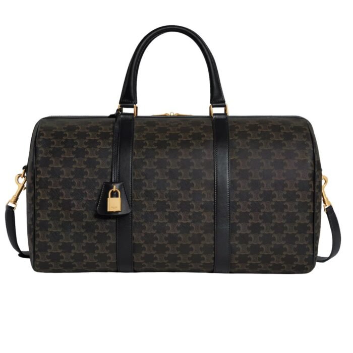 CELINE MEDIUM VOYAGE TRIOMPHE CANVAS AND CALFSKIN BLACK