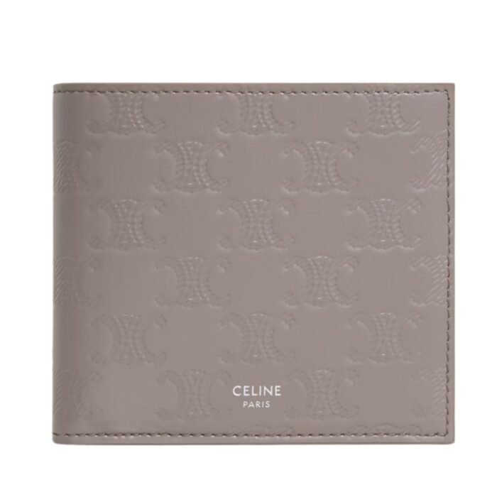 CELINE BI FOLD WALLET WITH COIN COMPARTMENT IN CALFSKIN WITH TRIOMPHE EMBOSSED ANTHRACITE
