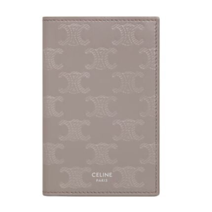CELINE VERTICAL CARD HOLDER IN CALFSKIN WITH TRIOMPHE EMBOSSED BLACK