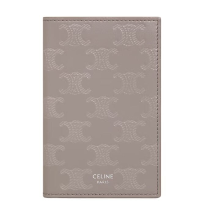 CELINE VERTICAL CARD HOLDER IN CALFSKIN WITH TRIOMPHE EMBOSSED ANTHRACITE