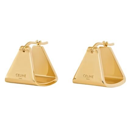 CELINE FORMES ABSTRAITES PYRAMID HOOPS IN BRASS WITH GOLD FINISH