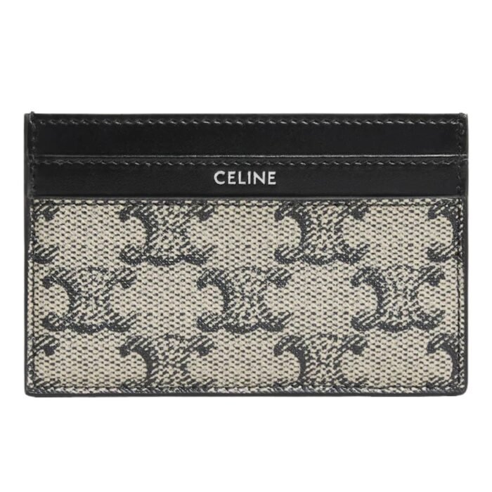 CELINE MEDIUM CARD HOLDER IN TRIOMPHE CANVAS AND CALFSKIN