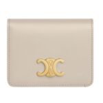 CELINE TRIOMPHE COMPACT WALLET IN SHINY CALFSKIN CAPPUCCINO