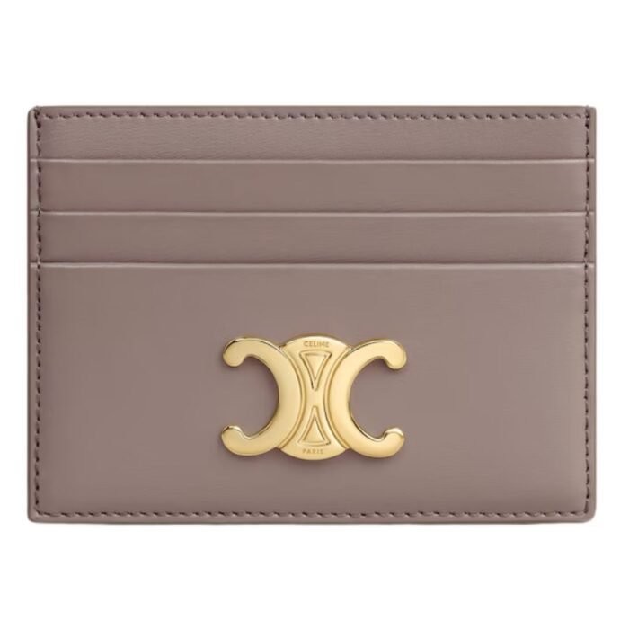 CELINE CARD HOLDER TRIOMPHE IN SHINY CALFSKIN BLACK-BLACK