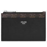 CELINE ZIPPED CARD HOLDER IN TRIOMPHE CANVAS AND LAMBSKIN TAN
