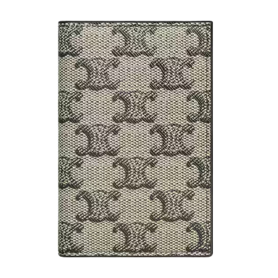 1 CELINE VERTICAL CARD HOLDER IN TRIOMPHE CANVAS AND CALFSKIN