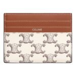 CELINE LARGE CARD HOLDER IN TRIOMPHE CANVAS AND CALFSKIN TAN