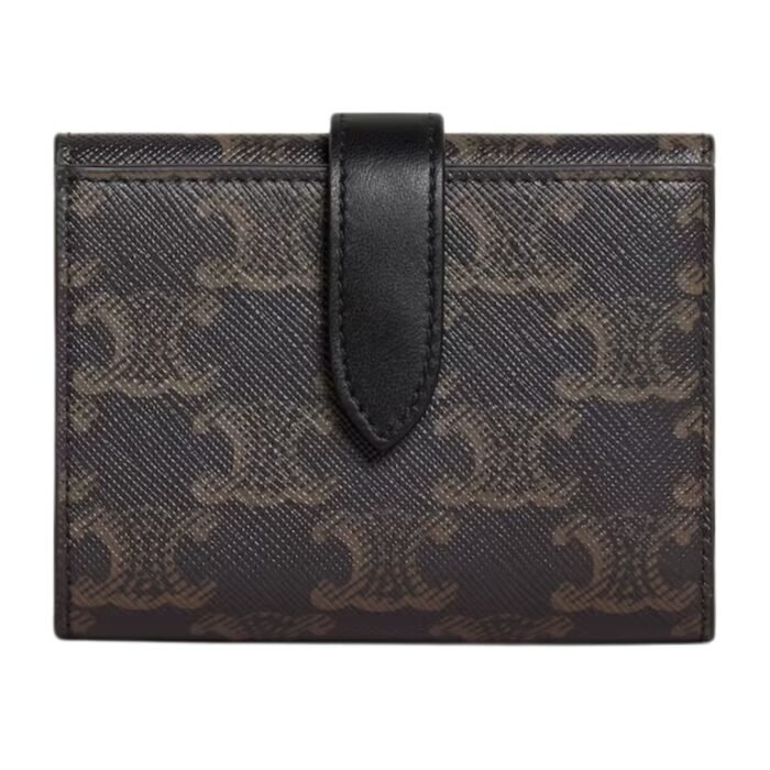 CELINE FINE STRAP WALLET IN TRIOMPHE CANVAS AND LAMBSKIN
