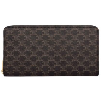 CELINE LARGE ZIPPED WALLET IN TRIOMPHE CANVAS BLACK