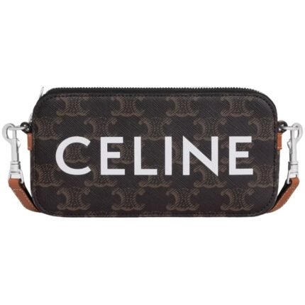 CELINE HORIZONTAL POUCH IN TRIOMPHE CANVAS WITH CELINE PRINT