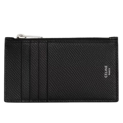 CELINE ZIPPED COMPACT CARD HOLDER IN GRAINED CALFSKIN