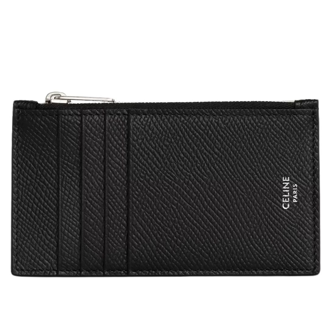 1 CELINE ZIPPED COMPACT CARD HOLDER IN GRAINED CALFSKIN