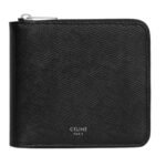 CELINE ZIPPED BI FOLD WALLET WITH COIN COMPARTMENT IN GRAINED CALFSKIN