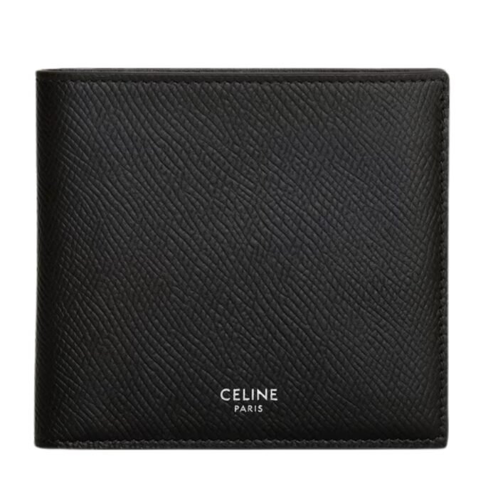 CELINE BI FOLD WALLET IN GRAINED CALFSKIN BLACK