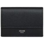 CELINE FOLDED COMPACT WALLET IN GRAINED CALFSKIN