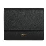 CELINE SMALL TRIFOLD WALLET IN GRAINED CALFSKIN BLACK