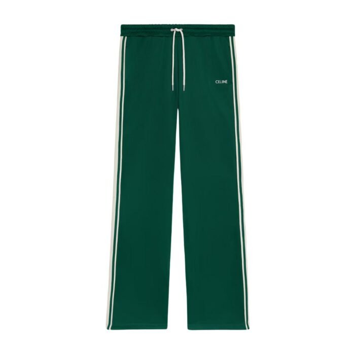 CELINE TRACKSUIT PANTS IN DOUBLE FACE JERSEY NAVY-OFF WHITE