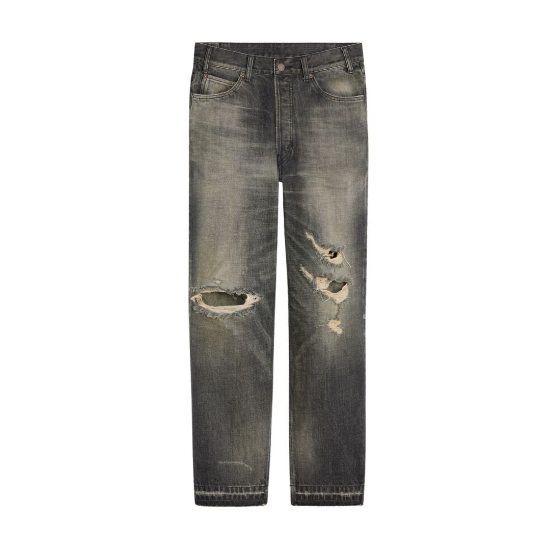 1 CELINE WESLEY JEANS IN BLACK PARADISO WASH DENIM