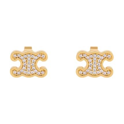 CELINE TRIOMPHE RHINESTONE STUDS IN STRASS AND BRASS WITH GOLD FINISH