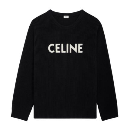 CELINE OVERSIZED SWEATER IN RIBBED WOOL BLACK