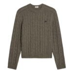 CELINE CABLE KNIT TRIOMPHE SWEATER IN CASHMERE TAUPE