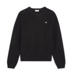 CELINE TRIOMPHE CREW NECK SWEATER IN WOOL AND CASHMERE GREY-OFF WHITE