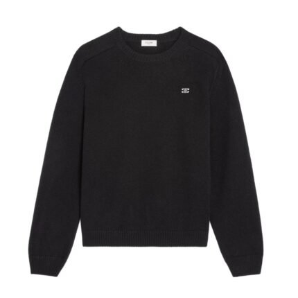 CELINE TRIOMPHE CREW NECK SWEATER IN WOOL AND CASHMERE KHAKI