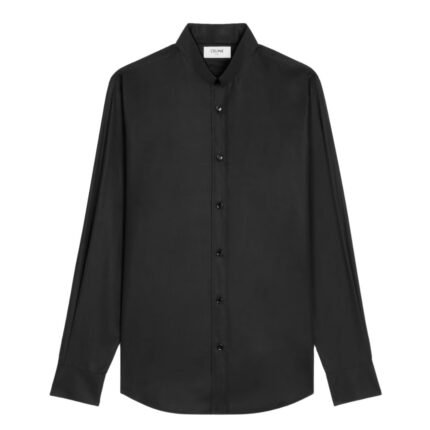 CELINE LOOSE SHIRT WITH INVERTED COLLAR IN COTTON POPLIN BLACK