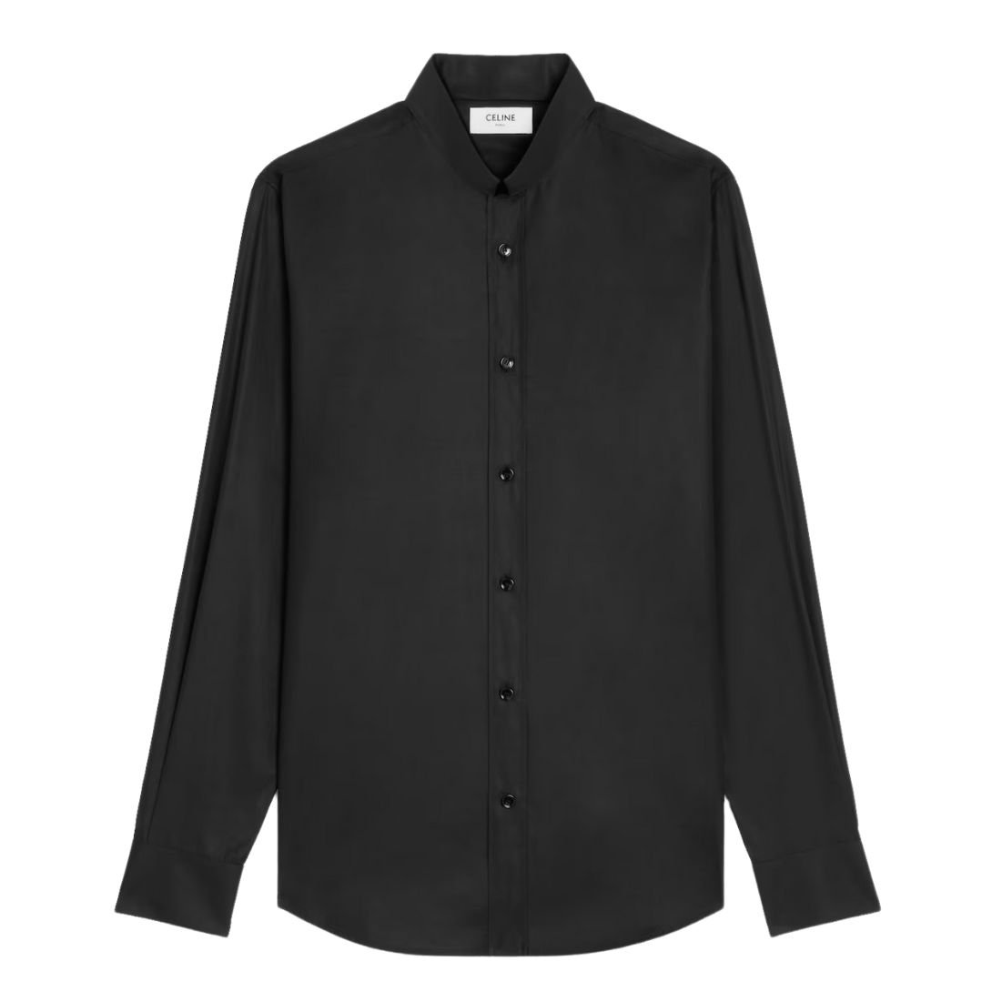1 CELINE LOOSE SHIRT WITH INVERTED COLLAR IN COTTON POPLIN WHITE
