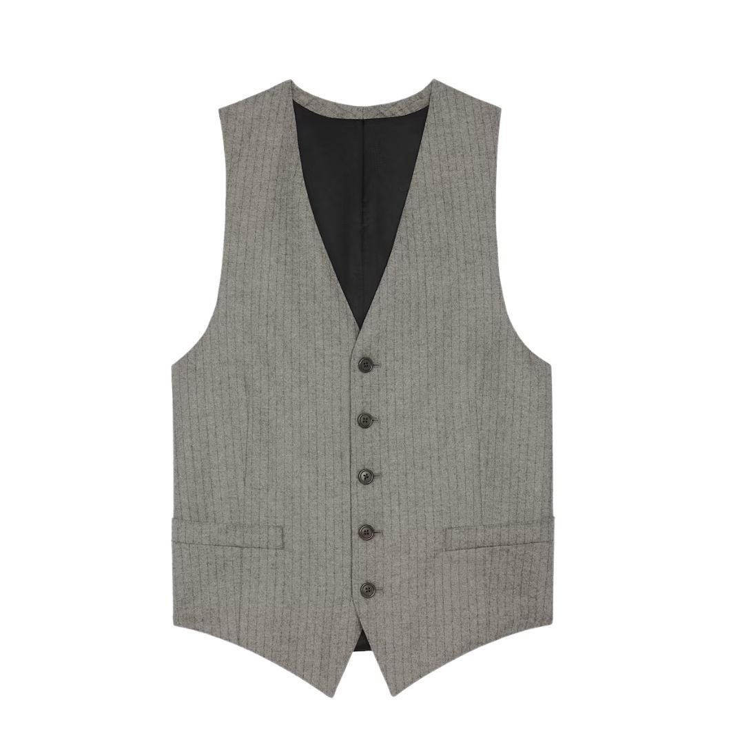 1 CELINE VEST IN STRIPED FLANNEL