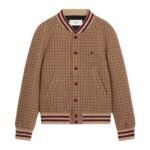 CELINE TRIOMPHE TEDDY JACKET IN HOUNDSTOOTH WOOL