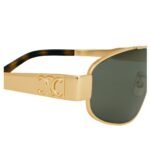 CELINE TRIOMPHE METAL 03 SUNGLASSES IN METAL GOLD-GREEN