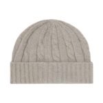 CELINE TRIOMPHE CABLE KNIT BEANIE IN CASHMERE LIGHT GREY