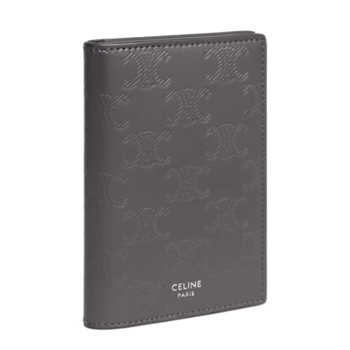 CELINE VERTICAL CARD HOLDER IN CALFSKIN WITH TRIOMPHE EMBOSSED ANTHRACITE