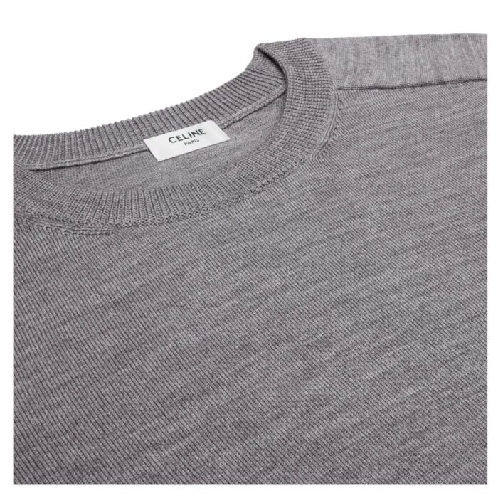 CELINE TRIOMPHE CREW NECK SWEATER IN WOOL MEDIUM GREY