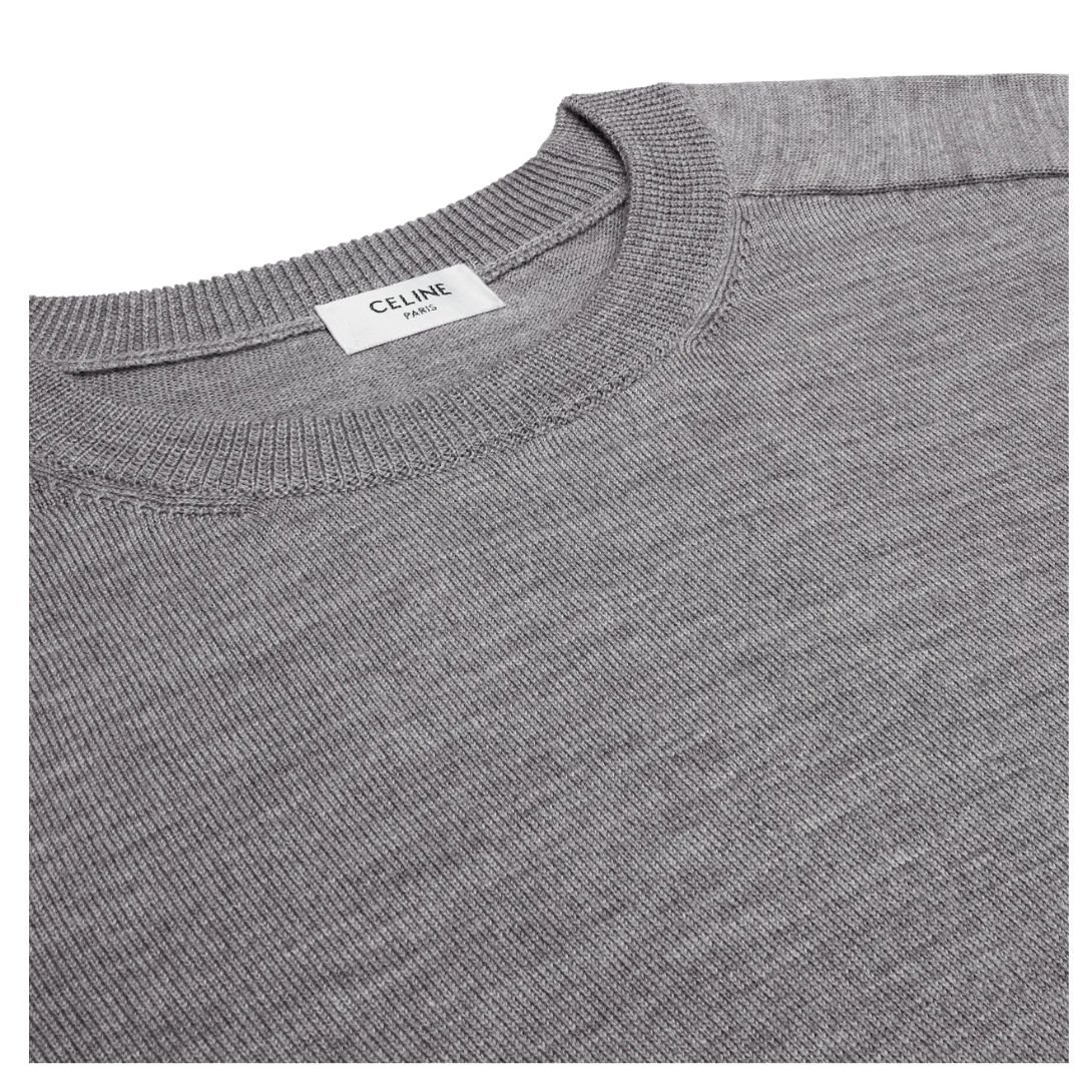 11 CELINE TRIOMPHE CREW NECK SWEATER IN WOOL MEDIUM GREY