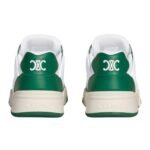 CELINE TRAINER CT 09 LOW LACE UP SNEAKER IN CALFSKIN AND MESH OPTIC WHITE-GREEN