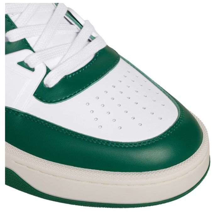 CELINE TRAINER CT 09 LOW LACE UP SNEAKER IN CALFSKIN AND MESH OPTIC WHITE-GREEN