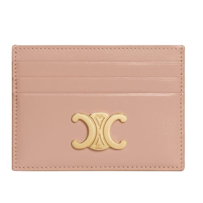 CELINE CARD HOLDER TRIOMPHE IN SHINY CALFSKIN SOFT PEACH