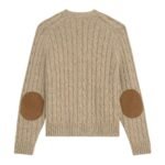 CELINE TRIOMPHE CARDIGAN IN CABLE KNIT CASHMERE LIGHT TAUPE