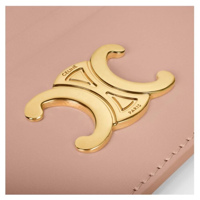CELINE CARD HOLDER TRIOMPHE IN SHINY CALFSKIN SOFT PEACH